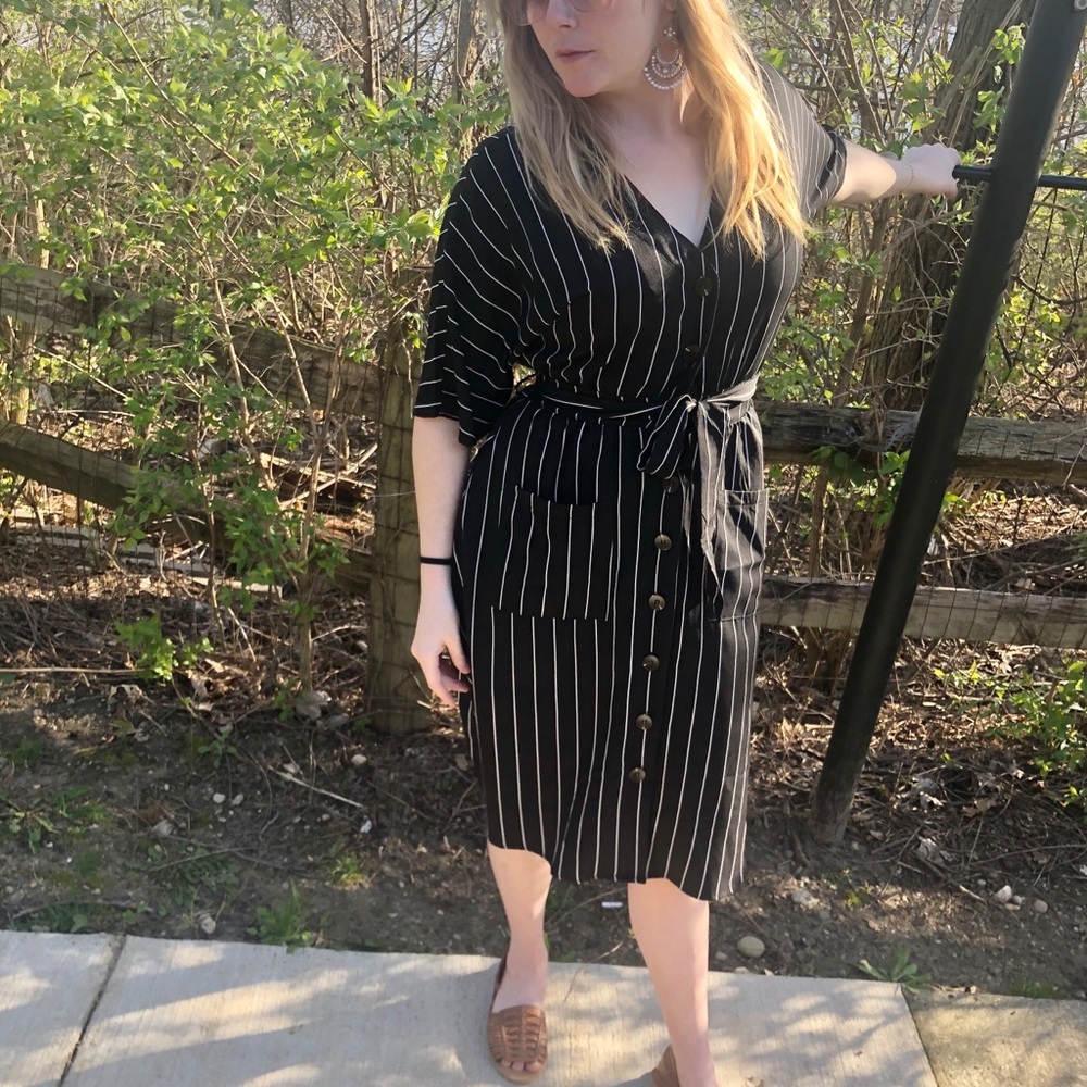 Button-Down Pinstripe Dress